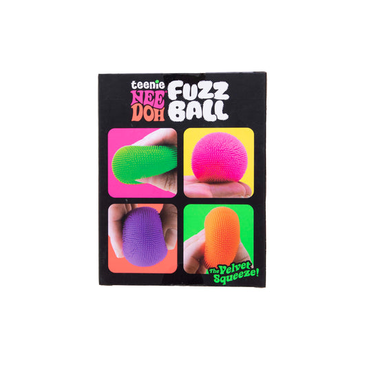 NeeDoh Teenie Fuzz Ball 4-Pack – fire mini ullete stressballer i assorterte farger