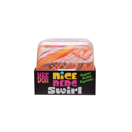 NeeDoh Niceberg Swirl Stresskube – stor seig stresskube med swirl-mønster, ca. 9 cm