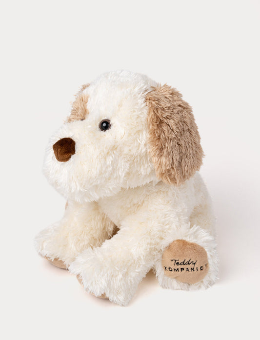 Selma hundebamse krem 35 cm fra Teddykompaniet – myk kremfarget hund