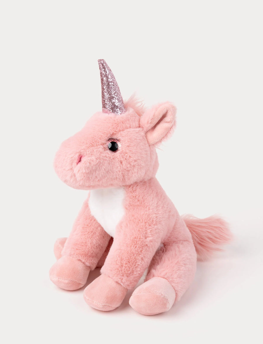 Teddykompaniet Unicorn Pink Enhjørning Kosedyr – sidevisning med rosa pels og regnbuefarget hale