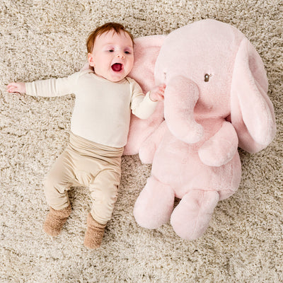 Nattou Fantfant Maxi Elefant Kosedyr – stor og myk lyserøsa elefant for baby, ca. 75 cm