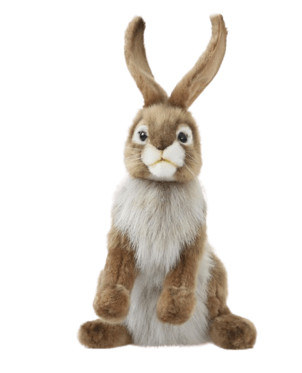 Hansa Creation Jack Rabbit Kosedyr – naturtro brun og hvit jack rabbit plysj med lange ører