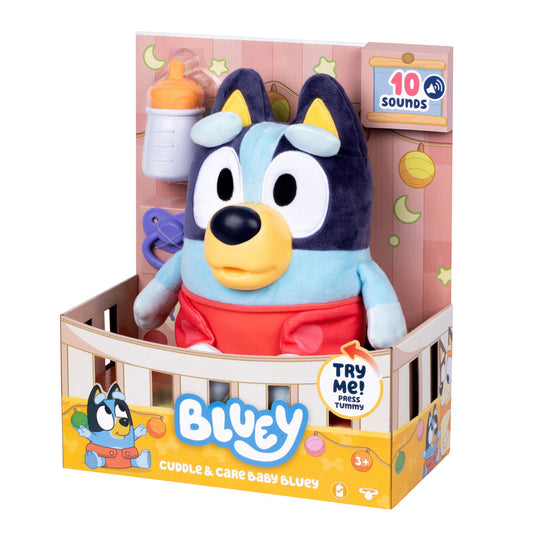 Bluey Baby Bamse med Lyd 25 cm – offisiell myk Bluey-bamse som sier fraser