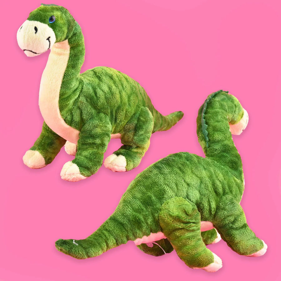 Plysj Dinosaur 30 cm – myk dinosaurbamse i ulike varianter: brontosaurus, stegosaurus, t-rex og triceratops