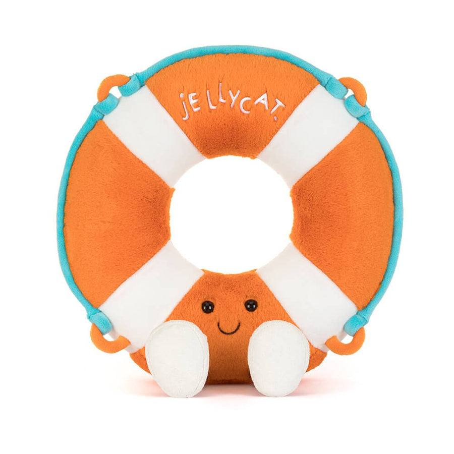 Jellycat Amuseables Life Ring liggende – mykt redningsbelte-kosedyr