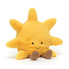 Amuseables Sun fra Jellycat – myk gul solkosedyr med brodert smil og kordfløyelsben