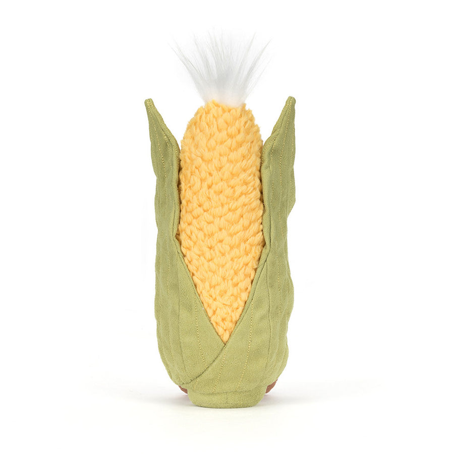 Jellycat Amuseables Sweetcorn bakfra – gul og grønn maiskolbe kosedyr