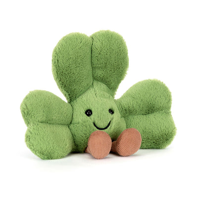 Jellycat Amuseables Siofra Shamrock – stor grønn firkløver kosedyr med broderte øyne, 31 cm