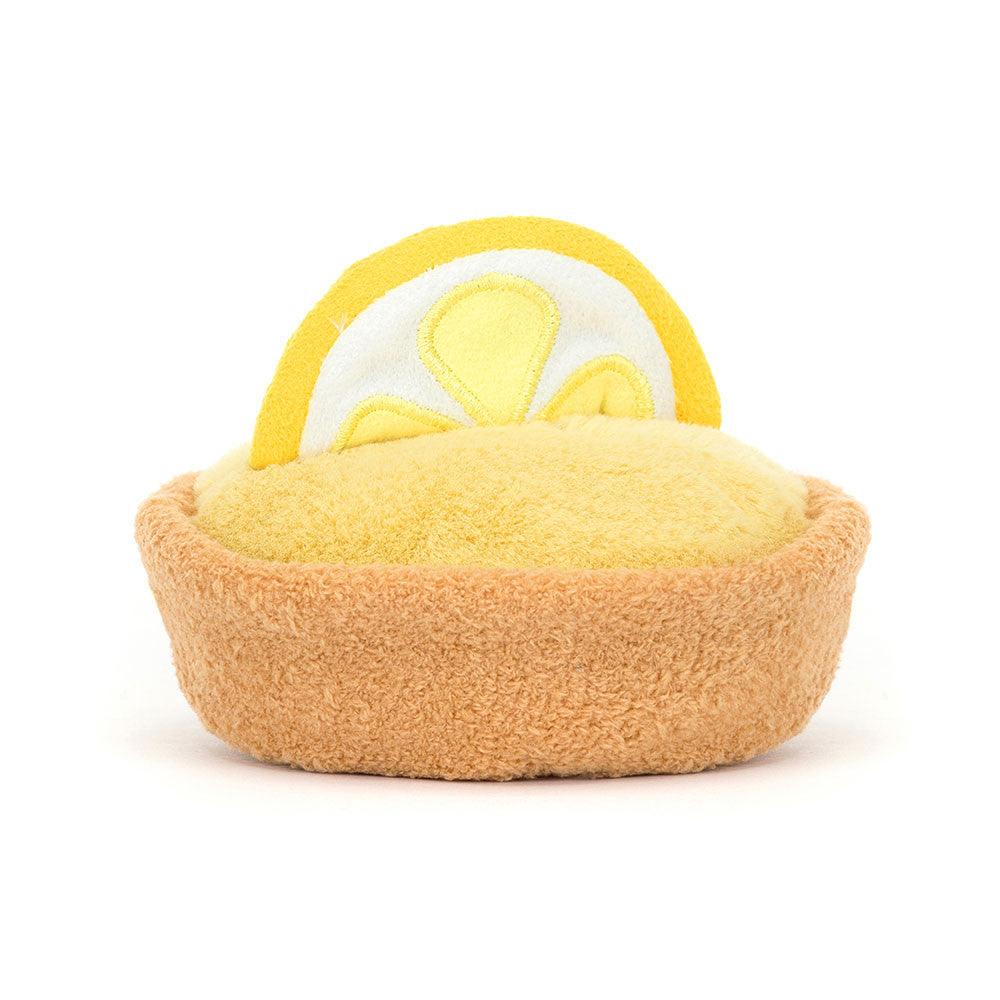 Jellycat Collette Tarte Au Citron detalj – nærbilde av sitronskive og kordfløyelsben