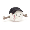 Jellycat Amuseables Sports Baseball – myk baseball kosedyr med smilende ansikt og rød søm, 10 cm