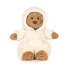 Jellycat Bartholomew Bear All-in-One Outfit – beige bjørnebamse i heldekkende krem antrekk, avtakbare klær, 28 cm