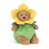 Jellycat Bartholomew Bear Daffodil Outfit – beige bjørnebamse i gul påskelilje-drakt, avtakbart antrekk, 28 cm