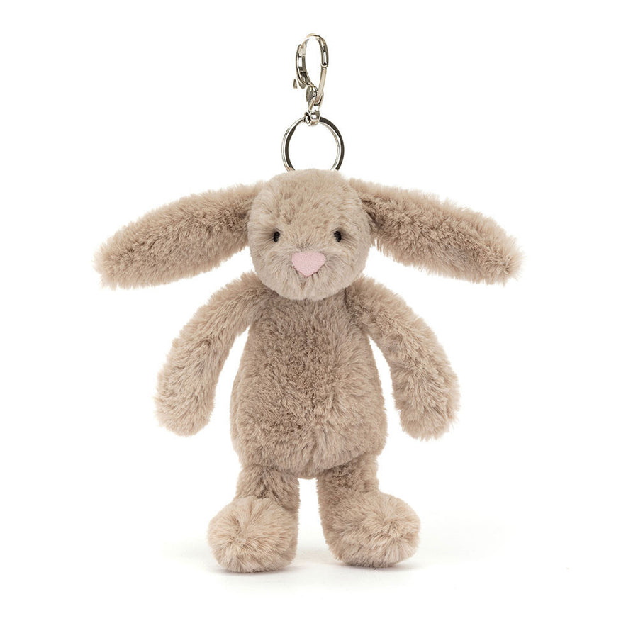 Jellycat Bashful Bunny Beige Bag Charm bakfra – beige kanin nøkkelring med lange ører