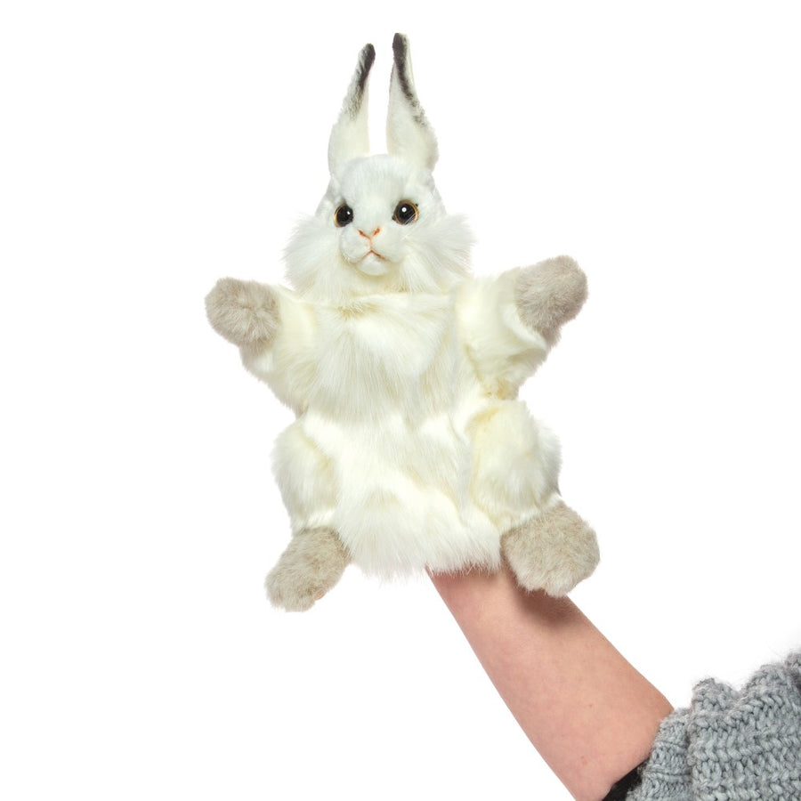 Hansa Creation | White Rabbit Puppet | Hvit | 34 cm - Bamsedyra AS