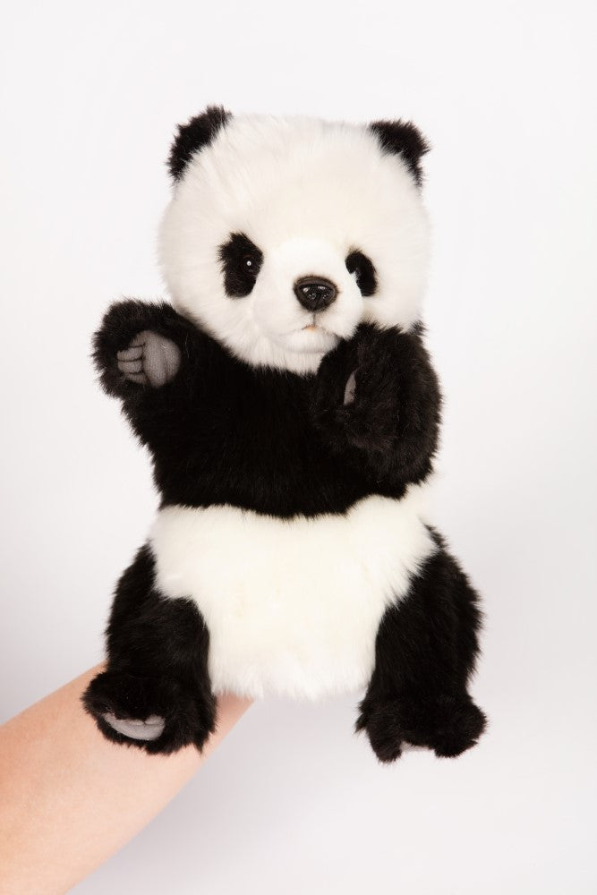Hansa Creation Panda Hånddukke bakfra – svart og hvit panda hånddukke