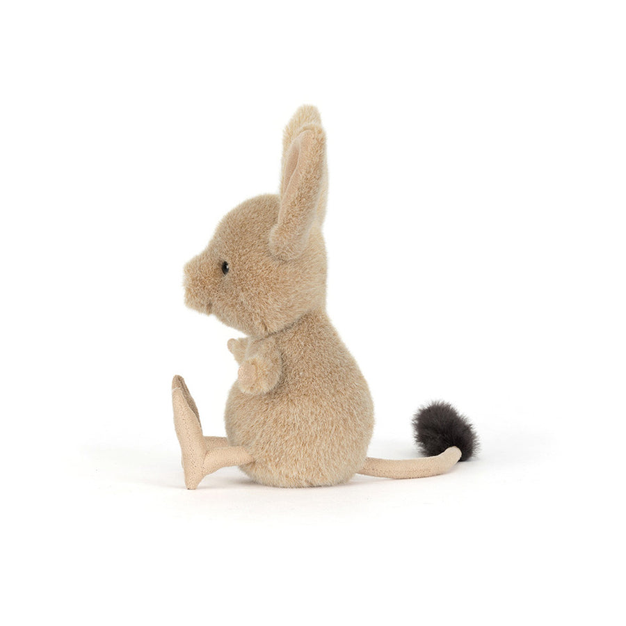 Jellycat Jerboa detalj – nærbilde av store ører og broderte øyne