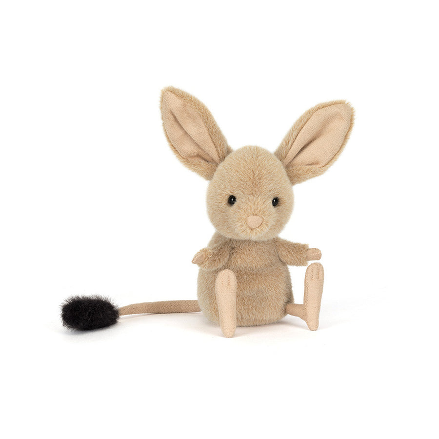 Jellycat Jerboa – beige ørkendyr kosedyr med lange bakben og store ører, 15 cm