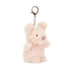 Jellycat Little Pig Bag Charm – rosa gris nøkkelring med smilende ansikt og snusenese