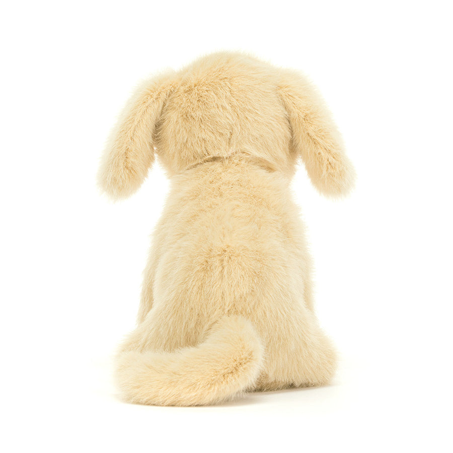 Jellycat Golden Puppy bakfra – myk gyllen hundekosedyr