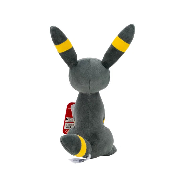 Umbreon Pokémon kosedyr sett fra siden – sort plysj med gule ringer og gule øyne, 20 cm