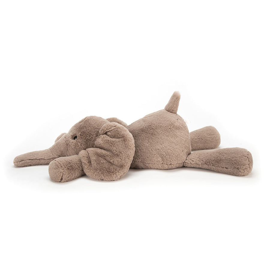 Jellycat Smudge Elephant liggende – myk elefant-kosedyr, 24 cm