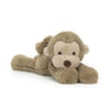 Jellycat Smudge Monkey Original – lys brun apekatt-kosedyr med lange armer, liggende