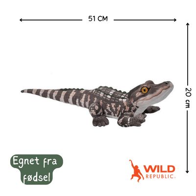 Wild Republic Baby Alligator Kosedyr – livaktig baby-alligator med detaljerte skjell og grønn plysj, 51 cm