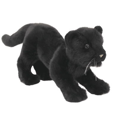 Hansa Creation Svart Panterunge Plysj – naturtro svart panter plysj i krypende stilling, 41 cm
