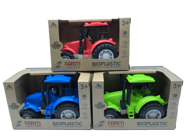 Bioplast Traktorer Leketoy – miljøvennlige traktorer i rød, grønn eller blå bioplastikk