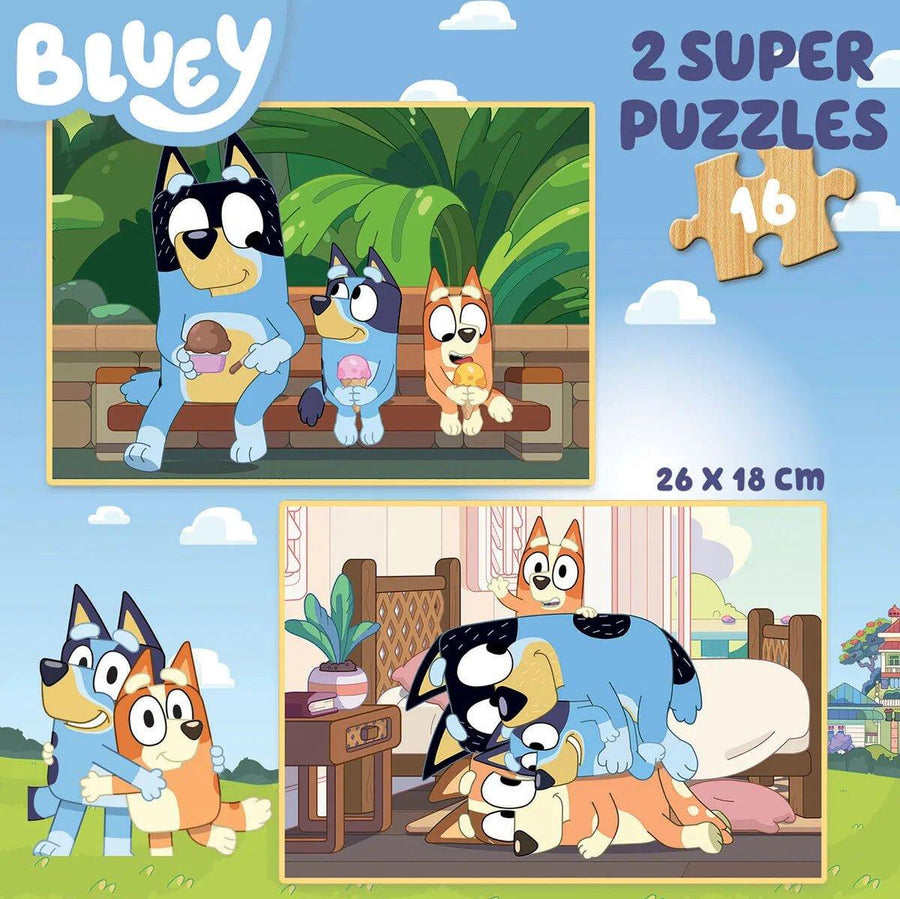 Bluey Jigsaw Puzzle: Double the Fun with 2 x 16 Piece Sets from Educa - Bamsedyra AS
