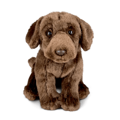 Living Nature Sjokoladelabrador Hundekosedyr – naturtro labrador med sjokoladebrun pels og vennlig ansikt, 29 cm