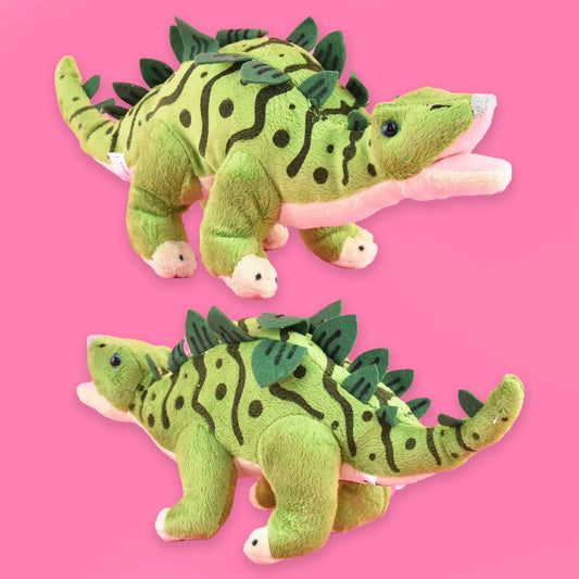 Plysj Dinosaur 30 cm – myk dinosaurbamse i ulike varianter: brontosaurus, stegosaurus, t-rex og triceratops