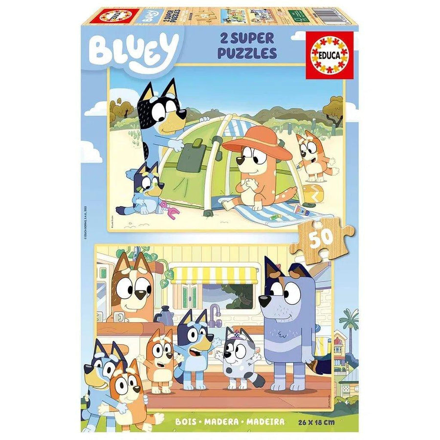 Educa Bluey Super Puzzle Set - 2 Wooden Puzzles - Fun for Little Fans! - Bamsedyra AS