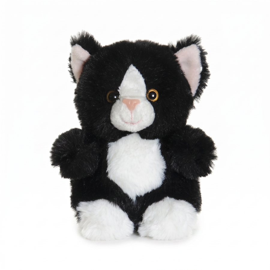 Teddy Cats kosekatt - sort/hvit, 12 cm, Teddykompaniet
