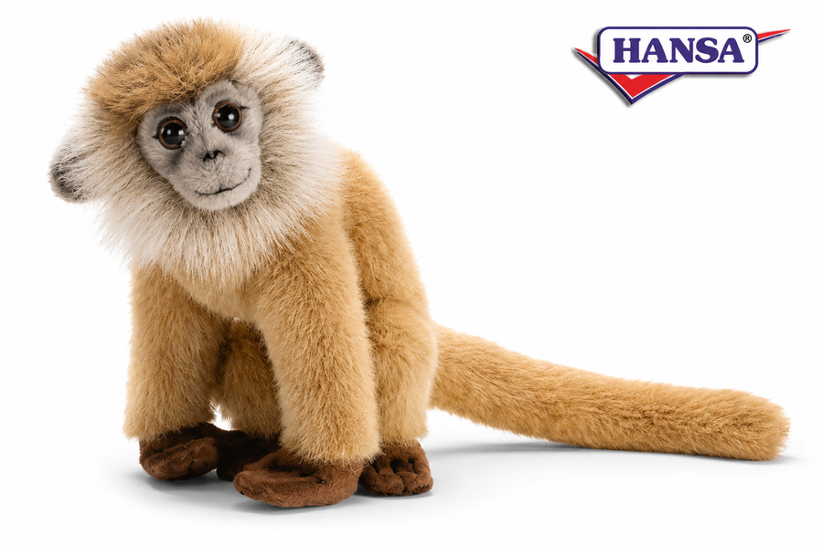 Hansa Creation Bladape Bamse – beige bladape plysj med lang hale og naturtro trekk, 18 cm