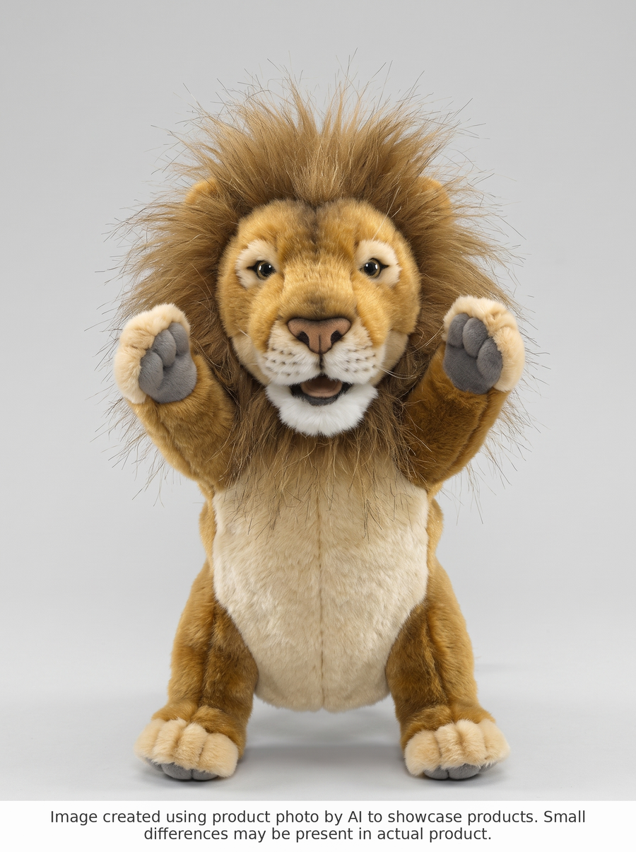 Hansa Creation Lion Hand Puppet - AI-generated front view studio photo