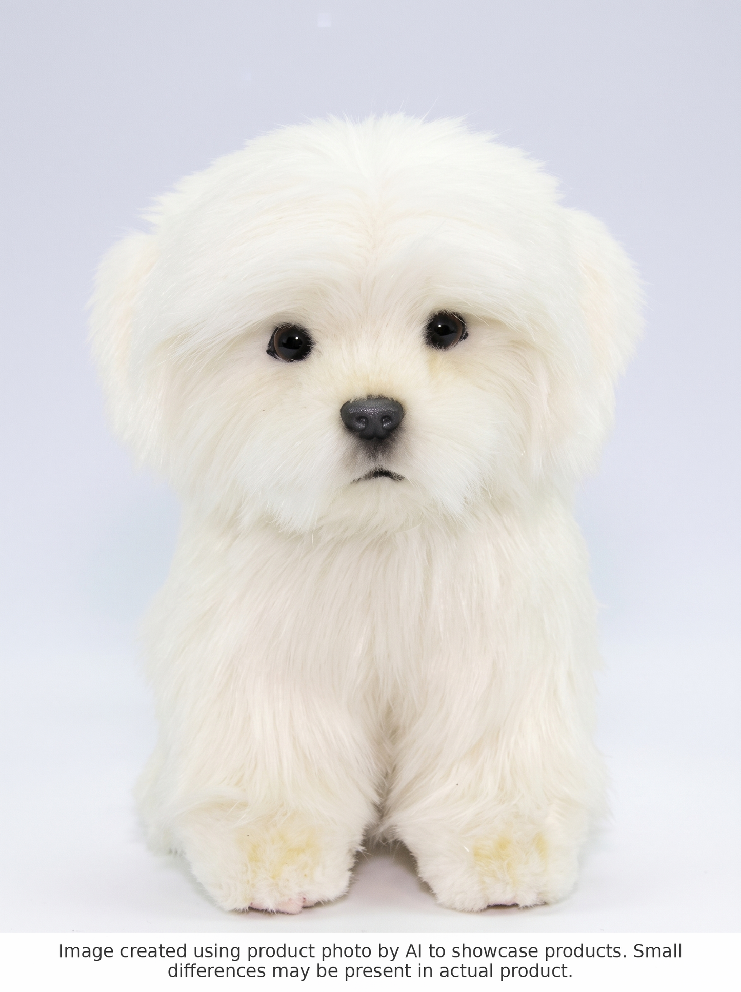 Malteserhund Kosedyr Hansa Creation - AI-generated studio photo, front angle