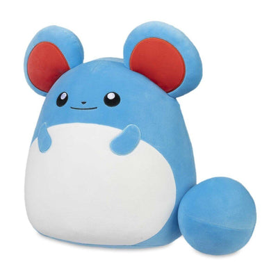 Pokémon Marill Squishmallows kosedyr 25 cm – rund blå Marill med hvit mage og lang hale med blå ball