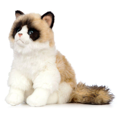 Living Nature Ragdoll Katt Kosedyr – naturtro ragdoll-katt med myk pels i brun og beige nyanser, 30 cm