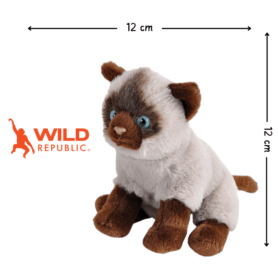 Wild Republic Pocketkins Eco Katt Kosedyr – siamesisk katt minivariant i myk plysj, 12 cm