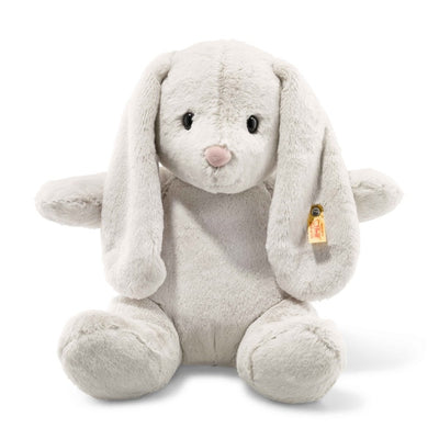 Steiff Hoppie Kanin Kosedyr – stor og myk lysegrå kanin med karakteristiske lange ører, 38 cm