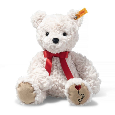 Steiff Jimmy Teddybjørn Love – romantisk hvit bamse med kjærlighetsmotiv, 30 cm