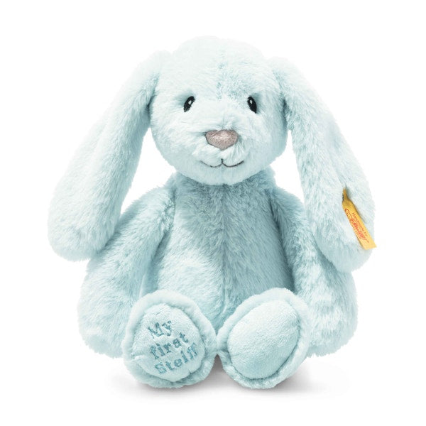 Steiff My First Hoppie Kanin – babybamse-kanin i lyseblå ekstra myk plysj, 26 cm