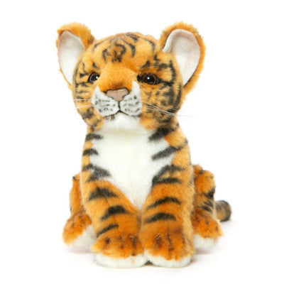 Hansa Creation Tiger Bamse – naturtro oransje bengalsk tiger plysj med svarte striper og hvit mage