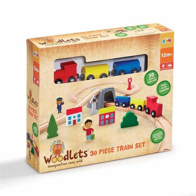 Woodlets Togbane 30 Deler – premium trebane-sett med 30 deler for barn