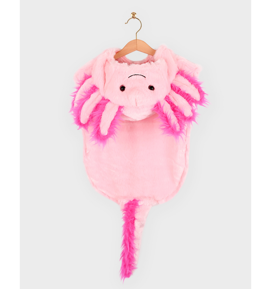 Mini Cape Axolotl – rosa kappe med hette (1–4 år) | Den Gode Fen Side View - Bamsedyra AS