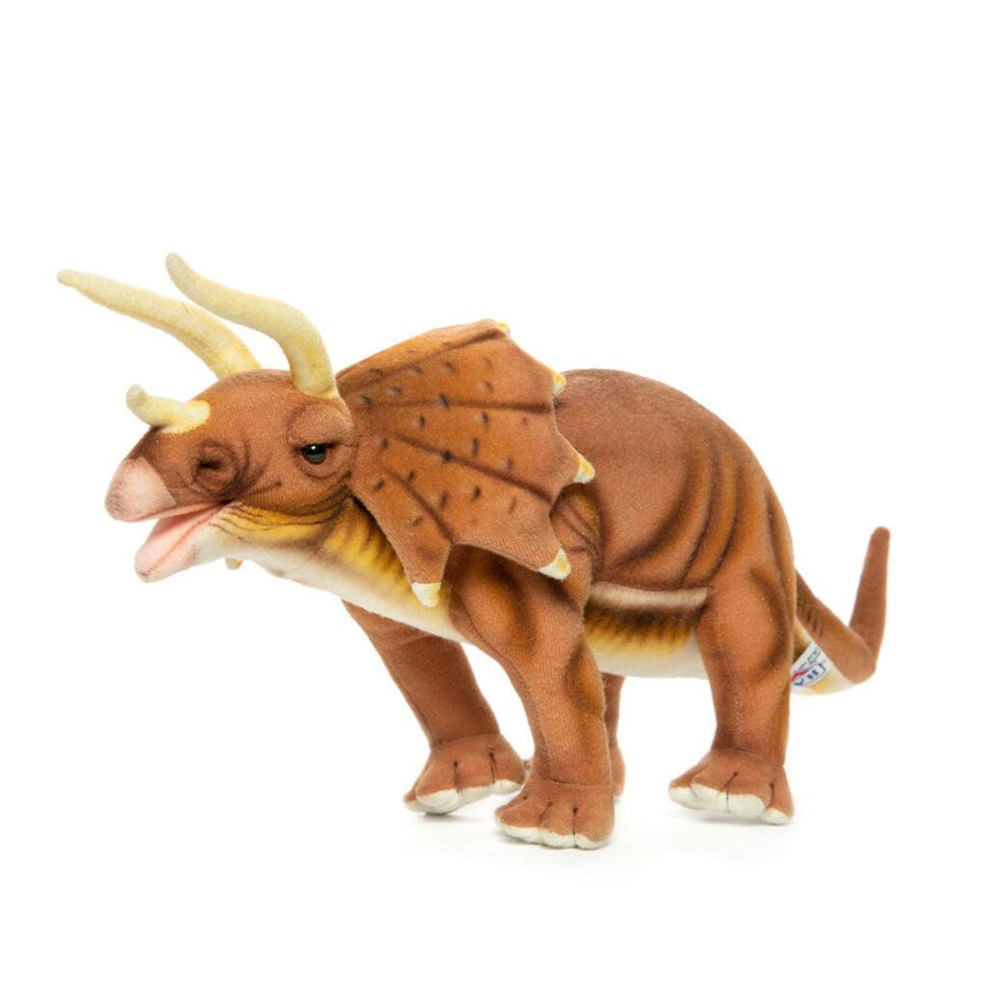Hansa Creation Triceratops detalj – nærbilde av tre horn og grønn og brun hudtekstur