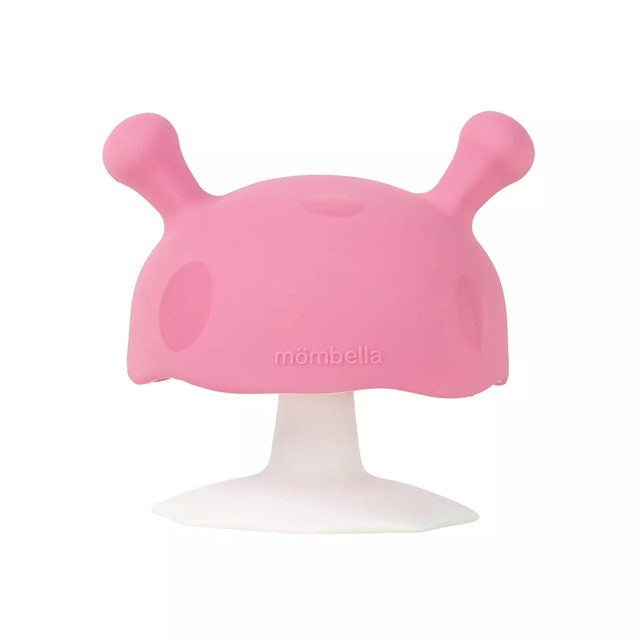 Mombella Mushroom Biteleke Rosa – silikon-soppformet biteleke for baby i rosa, 3+ måned