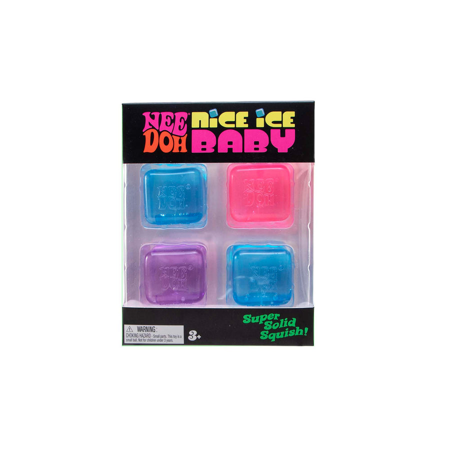 NeeDoh Teenie Nice Ice Baby 4-Pack – fire mini stressballer med frostet utseende