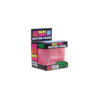 NeeDoh Nice Cube Glitter & Glow Stresskube – glimrende og lysende stresskube, 3 farger